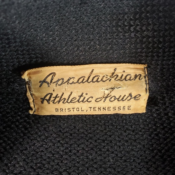 Vintage Appalachian Athletic House Cardigan Mens Small Black 1940s 50s Letterman - Picture 10 of 16